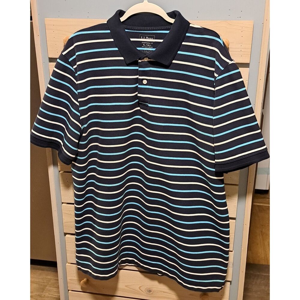 Men’s L.L. Bean Striped Polo Shirt – XL Tall- 90's, Y2K, Preppy, Casual